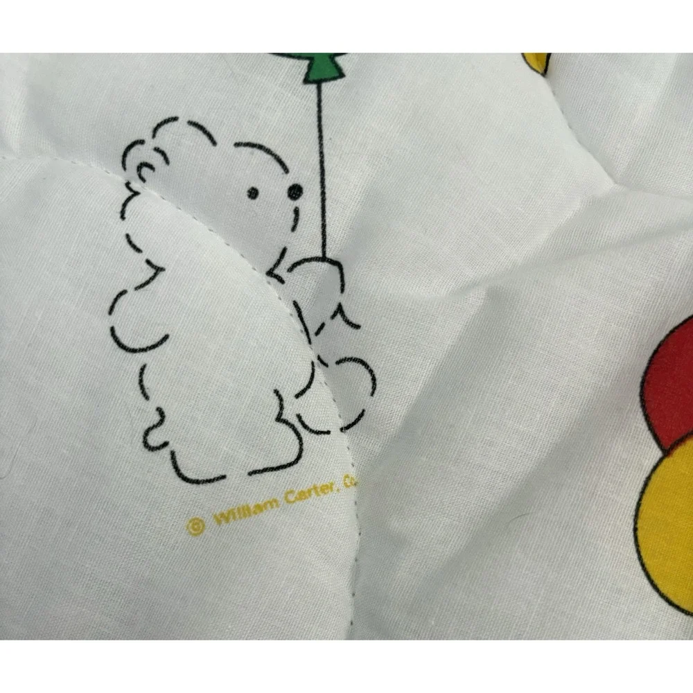 Vintage Carters Riegel Baby Blanket Balloon Bear Reversible Ruffle Comforter USA